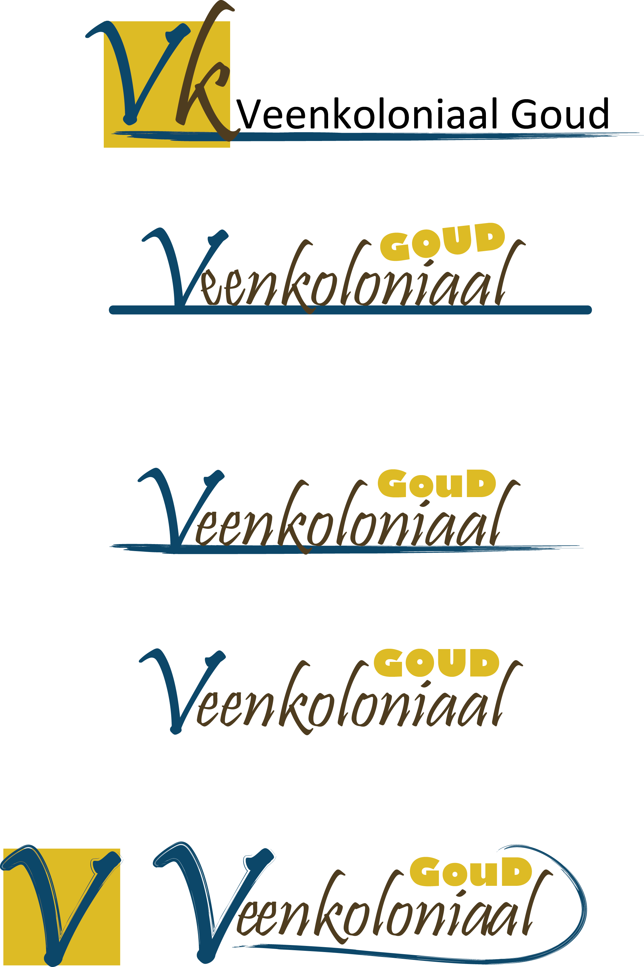 The 5 final logos for Veenkoloniaal Goud.