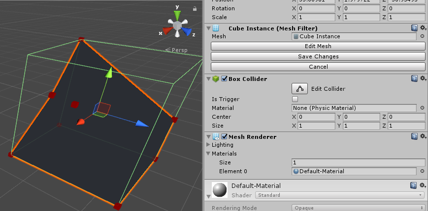 Self made plugin for Unity3D to edit meshes.